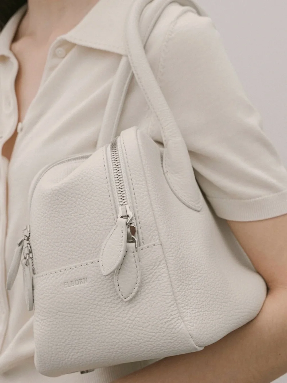ELBORN Bonner Square Leather Bag – White